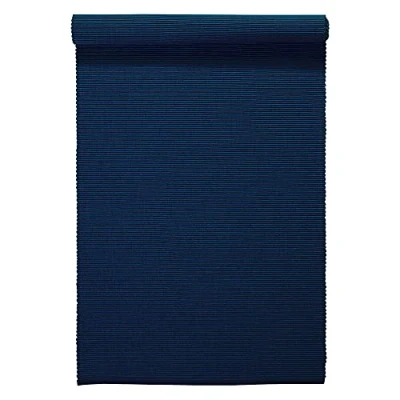 Image de LINUM UNI Chemin de Table 45x150 cm, Coton Côtelé, Lavable en Machine, Bleu Nuit