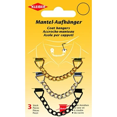 Image de Kleiber Chaînette métallique à Coudre pour Suspendre, Set de 3, Or/Argent/Noir