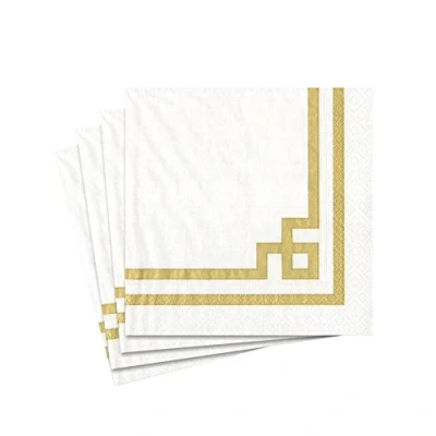 Image de Caspari Rive Gauche Serviette de Table Doré/Blanc