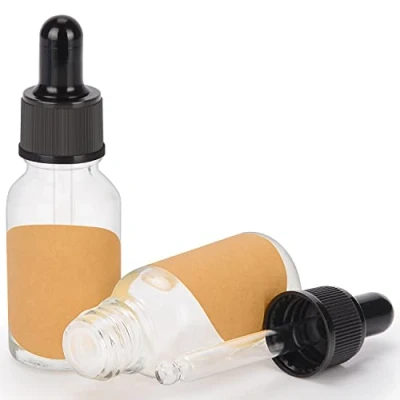 Image de stonylab 15 ml (0.5 oz) 2 Pack Flacon Compte gouttes en Verre, Transparente Verre Vide avec Conique, Bouchon Interne et Étiquette pour Huiles Essentielles Fragrances