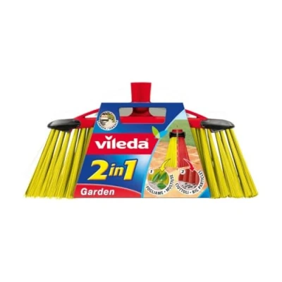 Image de Vileda Balai d&#039;extérieur 2 en 1 Garden, avec Deux Types de Fibres, pour Jardin, Galets, Fibre Pet recyclée, 17 x 37,5 5,5 cm, 386 g