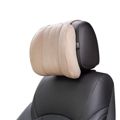 Image de Forbell Coussin repose tête de voiture en daim doux et mousse à mémoire forme pour la conduite les voyages
