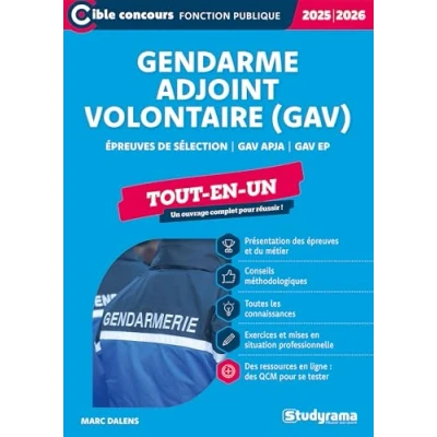 Image de Gendarme adjoint volontaire (GAV) Tout en un (Édition 2025 2026): Épreuves de sélection GAV APJA EP