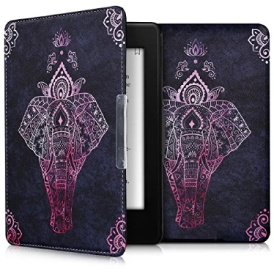 Image de kwmobile Étui Compatible avec Amazon Kindle Paperwhite Coque à Rabat magnétique Tablette eReader Similicuir Fuchsia Anthracite
