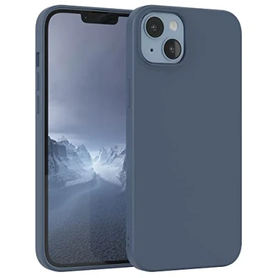 Image de EAZY CASE Coque de protection en silicone pour iPhone 14 Plus, bleu, souple, résistante aux chocs, avec l&#039;appareil photo, fine et qualité supérieure, TPU, bleu pétrole