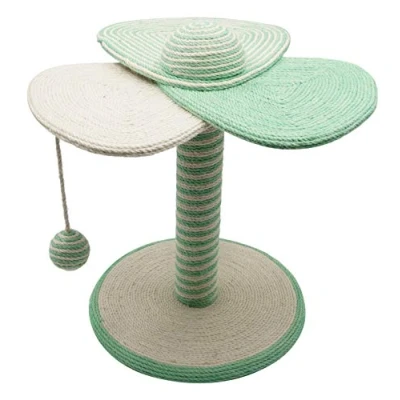 Image de Tyrol Poteau Griffoir Chat, Accessoire Chat en Forme de Fleur Menthe, pour à Base Jute Résistante, Très Stable, Jouet Faire ses Griffes, 29X38CM
