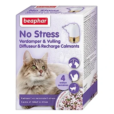Image de BEAPHAR NO stress Diffuseur électrique calmant à la Valériane pour chat Réduit le et les problèmes comportementaux sans dépendance ni somnolence 1 prise + recharge 30ml 4 semaines