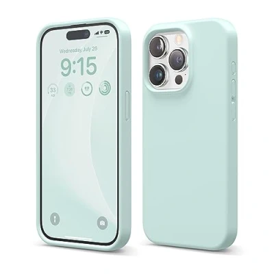 Image de elago Coque Silicone Liquide Compatible avec iPhone 15 Pro, Qualité Supérieure, Protection Intégrale [Structure Antichoc 4 Couches], Doublure Microfibre Douce Anti Rayures (Vert Menthe)