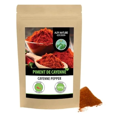 Image de piment de cayenne moulu (500g), poudre poivre cayenne, 100% naturel, très piquant, délicatement séché et moulu, sans additifs