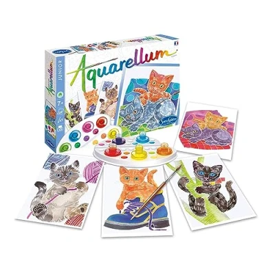 Image de SentoSphère AQUARELLUM JUNIOR CHATONS Kit Peinture Aquarellable Magique A partir de 7 ans fabriqué en France, 1 Unité (Lot 1)