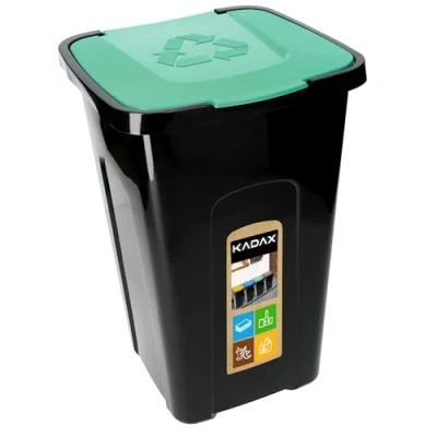 Image de KADAX Poubelle de Recyclage 50L, Conteneur en Polyuréthane Adapté à une Utilisation Interieure et Exterieure, Grand Bac avec Couvercle (Vert)