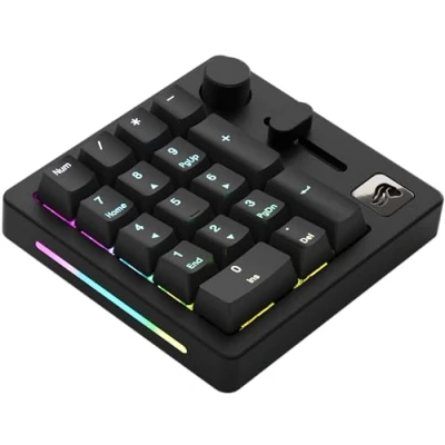 Image de Glorious Gaming GMMK Macro Numpad Filaire ou Bluetooth, Aluminium Premium, Personnalisable, Curseur et Bouton programmables, RGB par Touche, switches linéaires, 18 Capuchons ABS Noir