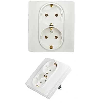 Image de Multiprise combinée sur un socle avec 2 prises Blanc alpin