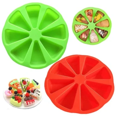 Image de 2Pièces Moule à Gâteau Triangle En Silicone,Biluer Silicone 8 Cavités Moules Triangulaires Cavité pour Biscuits Bonbons La Gelée (Rouge,Vert)