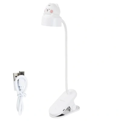 Image de Litinliv Lampe de Lecture à Pince Rechargeable USB, 3 Niveaux Luminosité Chevet Bureau LED 500mAh, Flexible À 360Lampe Clips, pour Lire et Travailler (Chat)