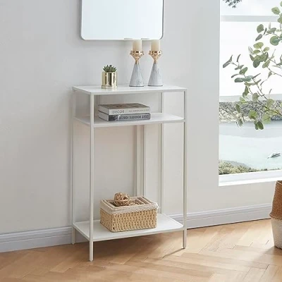Image de [en.casa] Table Console Style Industriel d&#039;Appoint Design Intemporel pour Entrée Salon Chambre Bureau Métal 85 x 55 30 cm Blanc