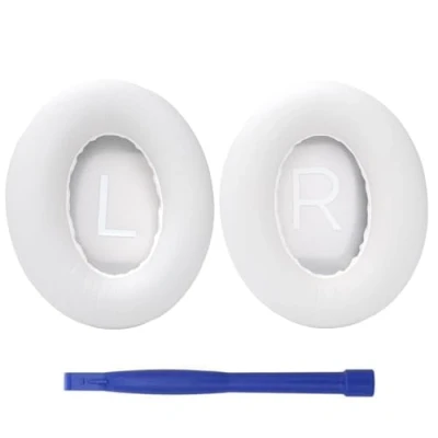 Image de HATOFES Coussinets pour Casque Bose 700 avec Suppression du Bruit (NC700) de Rechange en Cuir synthétique Souple, Mousse à mémoire Forme Luxueuse (1 Pair White Earpads)