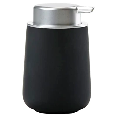 Image de Zone Denmark Distributeur de Savon Nova 0,25 L 8 x 11,5 cm Salle Bain Design Danois ÉLéGant en Porcelaine Surface Douce, DéTails Acier Noir