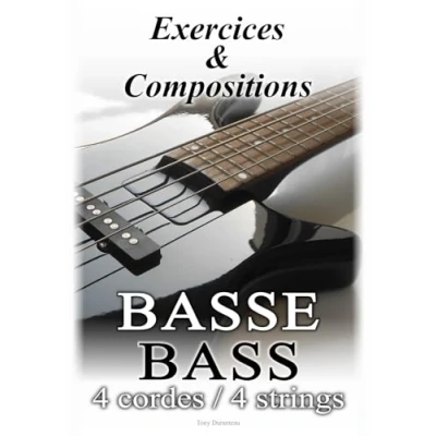 Image de Exercices &amp; Compositions Basse / Bass: Portées, tablatures et diagrammes d&#039;accord pour 4 cordes Staffs, and chord diagrams for strings.