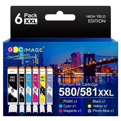 Image de GPC Image PGI 580 CLI 581 XXL Compatible Cartouches d&#039;encre Remplacement pour Canon PIXMA TS8150 TS8151 TS8152 TS8250 TS8251 TS8252 TS8350 TS8350a TS8351 TS8351a TS8352 TS8352a (6 Pack)