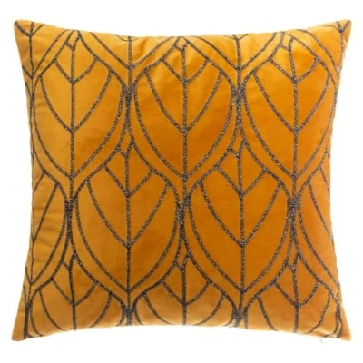 Image de Atmosphera Coussin Lurex en Velours brodé Jaune Moutarde 40x40 cm