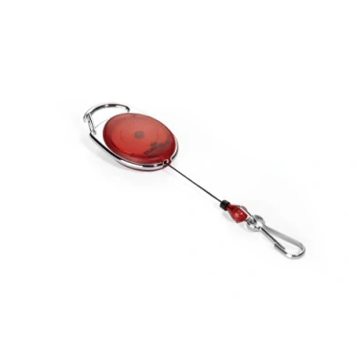 Image de Durable 832703 Enrouleur Style Longueur 80 cm Attache Ceinture avec Mousqueton Universel Rouge Translucide Sachet de 1