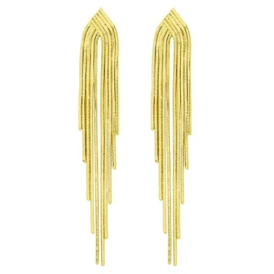Image de KristLand S925 Aiguilles D&#039;oreille En Argent Pour Boucles D&#039;oreilles Chaîne Franges Longues Dangle Drop avec Plaqué Or Partie Mariages Bijoux De Mariée Femme