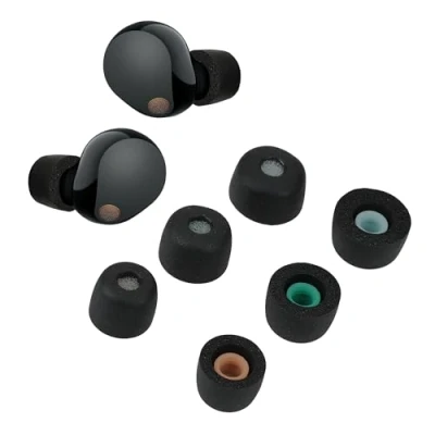 Image de kwmobile 6X Embout Compatible avec Sony WF 1000XM5 Embouts de Rechange en Mousse pour Écouteurs 3 Tailles S M L Noir
