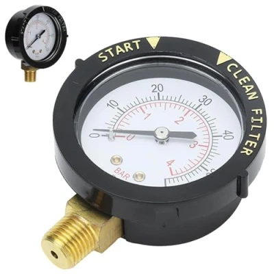 Image de Manomètre De Pression, Manometre Pression Eau, 0 60 Psi/0 4bar,G1/4 Filetage Externe Jauge Réservoir Sable, À Double Échelle Pour Mesurer L&#039;Air, L&#039;eau, L&#039;huile Et Le Gaz