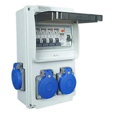 Image de RoadEu Coffret de Chantier 230V, 4x Prises avec interrupteur, IP44 Distributeur disjoncteur différentiel 40A type A/AC, LS C16A. Idéal pour les ateliers, garages et usines