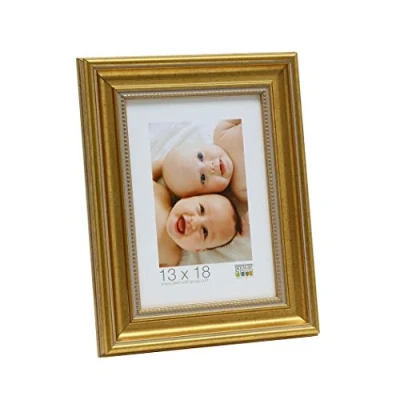 Image de Deknudt Frames S45HA1 Cadre Photo avec Filet Résine Doré/Perlé 13 x cm