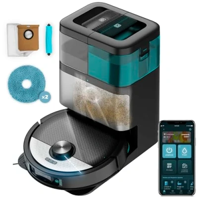 Image de Cecotec Robot aspirateur avec Fonction de Balayage AI Conga 16090 SpinArm Home&amp;Wash. 8000 Pa, Application, Navigation Laser, Base vidange Automatique, réservoirs poussière et d&#039;eau,