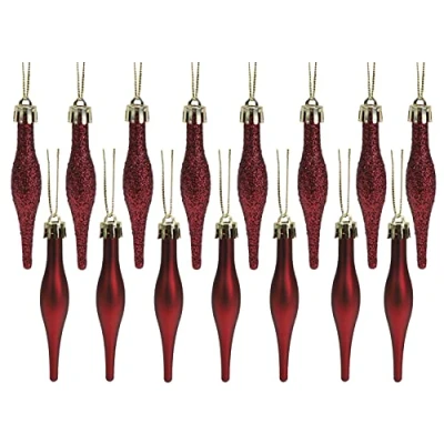 Image de Christmas Concepts® Pack of 15 Gouttelettes de 8,5 cm (3.4&quot;) Design Mat et Scintillant Boules Noël (Rioja Red)