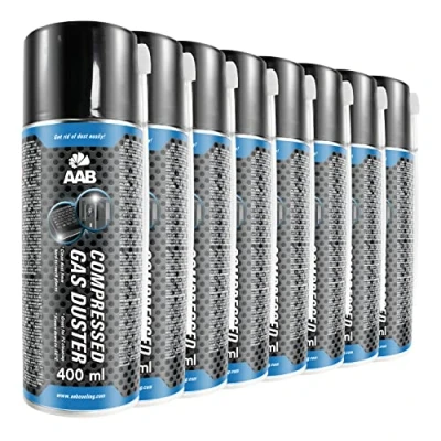 Image de 8 x AAB Bombe Depoussierante 400ml, Préparation en Spray, Dépoussiérant Informatique, Idéale Pour Enlever la Poussière, Sans Odeur, Aérosol, Bouteille Air Comprimé, Ne Laisse Pas de Traces