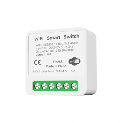 Image de GERUI Module d&#039;interrupteur intelligent interrupteur Wi Fi Bluetooth Télécommande sans fil Mini mural Compatible avec Alexa Echo, Google Home, Smart Life/Tuya