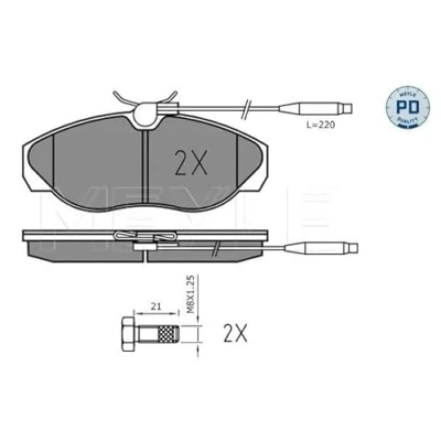 Image de MEYLE 025 217 9719/PD Jeu de plaquettes frein PD Quality Essieu avant contact signal d&#039;usure inclus avec tôle anti bruit