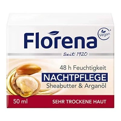 Image de Florena Soin de nuit avec beurre karité et huile d&#039;argan (composition entièrement végétale) 50 ml