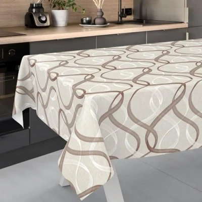 Image de ANRO Nappe en Toile cirée, Lavable, pour Table de Jardin, extérieur et intérieur, Bord coupé, Vagues 100 x 140 cm