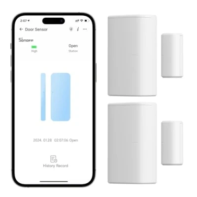 Image de SONOFF SNZB 04P Zigbee Capteur de Porte et Fenêtre sans Fil, Détecteur Ouverture Porte, Alarme Maison Compatible avec Alexa/Google Home, Hub Requis, Piles Incluses(2 Pack)