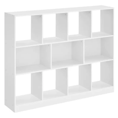 Image de VASAGLE Bibliothèque, Meuble de Rangement, Étagère, 11 Compartiments Ouverts, Utilisable à l’Horizontale, sur le Côté ou l’Envers, 30 x 126 100 cm, pour Salon, Bureau, Blanc LBC054T14