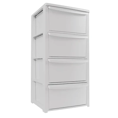 Image de Commode 4 tiroirs Blanc Meuble de Rangement Chambre Bureau Buanderie 39 x 38.5 H 80.5 cm Art Plast