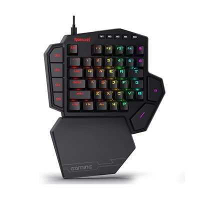 Image de Redragon K585 DITI Clavier de Jeu mécanique RGB à Une Main, Professionnel Filaire Type C avec 7 Touches Macro intégrées, Repose Poignet détachable, 42 (Interrupteur Rouge)