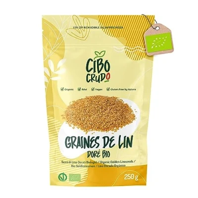 Image de Graine de Lin Doré Bio 250g. Graines Riche en Fibres Oméga 3 et Sels Minéraux. Organic Flax seeds.