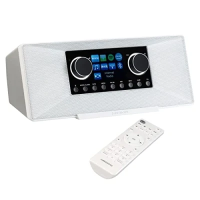 Image de MEDION P85333 Radio Internet avec Dab+ (WiFi, FM, Spotify Connect, Amazon Music, USB, Prise Casque, AUX, Stereo Line Out Cinch, Sleep Timer) Blanc