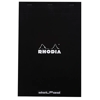 Image de RHODIA 19559Amzc Bloc Notes Agrafé Dotpad N19 Black A4+ 21 x 31,8 cm Pointillés Dot 80 Feuilles Détachables Papier Clairefontaine Blanc g/m² Couverture en Carte Enduite