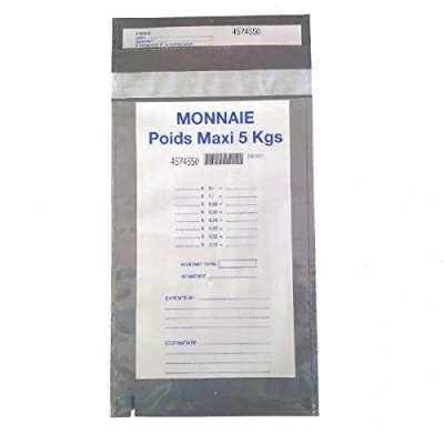 Image de Monétique PSP180 Lot de 100 Enveloppes sécurité transparente à usage unique et fermeture autoadhésive colle permanente pour le transport des pièces 180 x 300 mm, sacs scellés