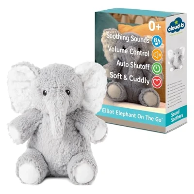 Image de Cloud b Machine à son avec sons blancs apaisants Animal en peluche câlin Réglages réglables et arrêt automatique Idéal pour les voyages Elliot Elephant déplacement