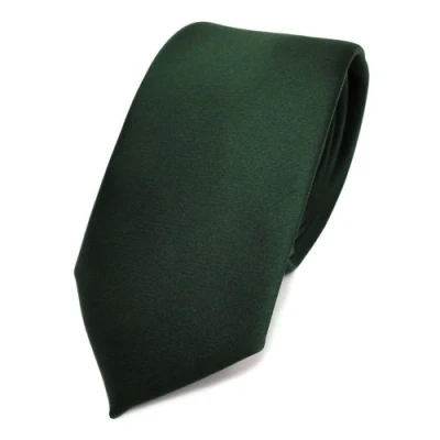 Image de TigerTie étroit satin cravate vert foncé sapin unicolor Tie Polyester