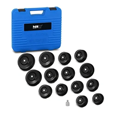 Image de MSW Coffret Cloche Filtre À Huile Clé Kit Ensemble Jeu Lot De Clés OFC 11 (Cloches Universelles, Force Serrage 115 Nm, Revêtement Antirouille, 16 Pièces, Mallette Transport)