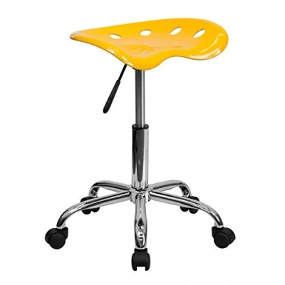 Image de Flash Furniture Tabouret de Bar, Chrome, Orange/Jaune, 38,1 x 43,18 65,41 cm